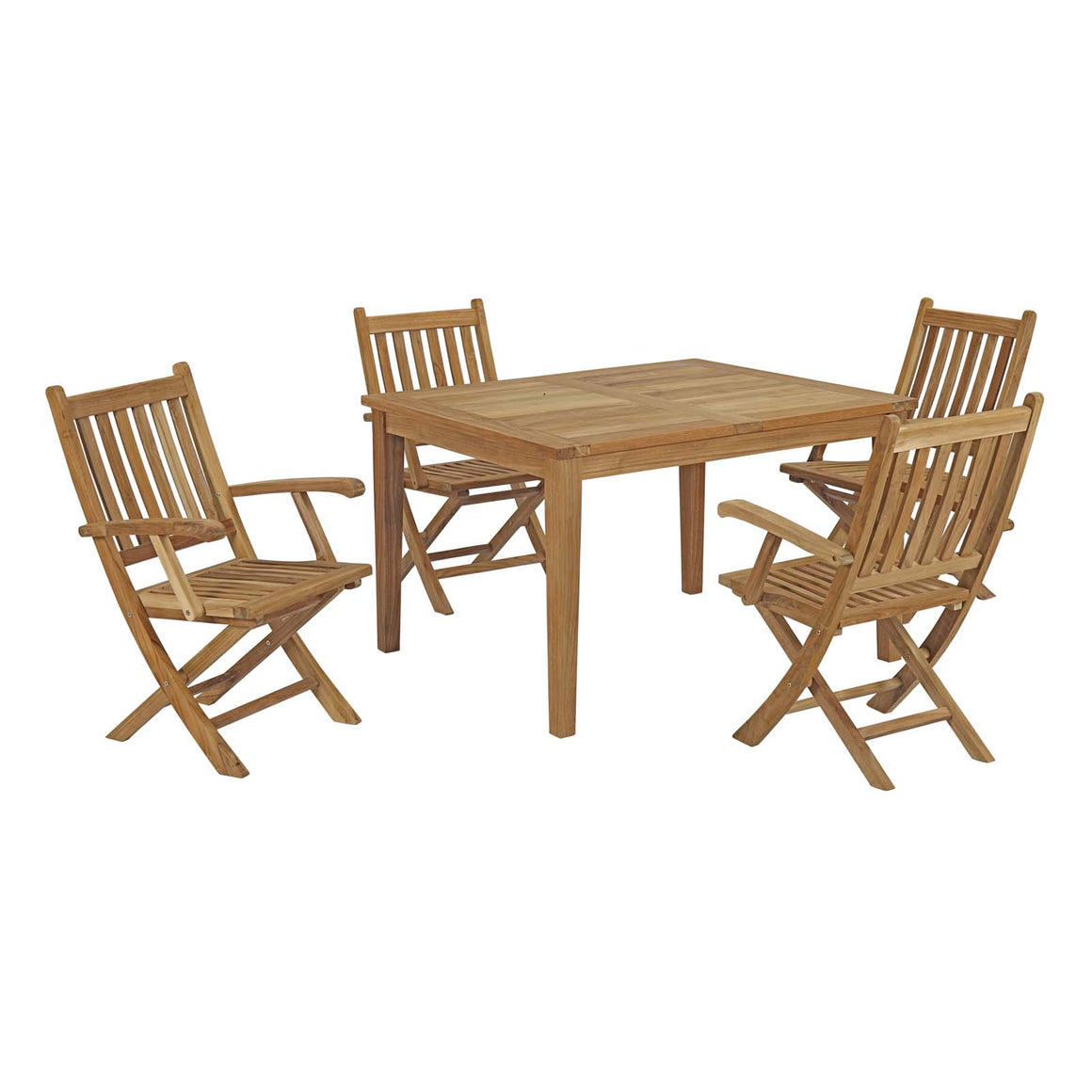 Marina  5 Piece Outdoor Patio Teak Outdoor Dining Set In Natural