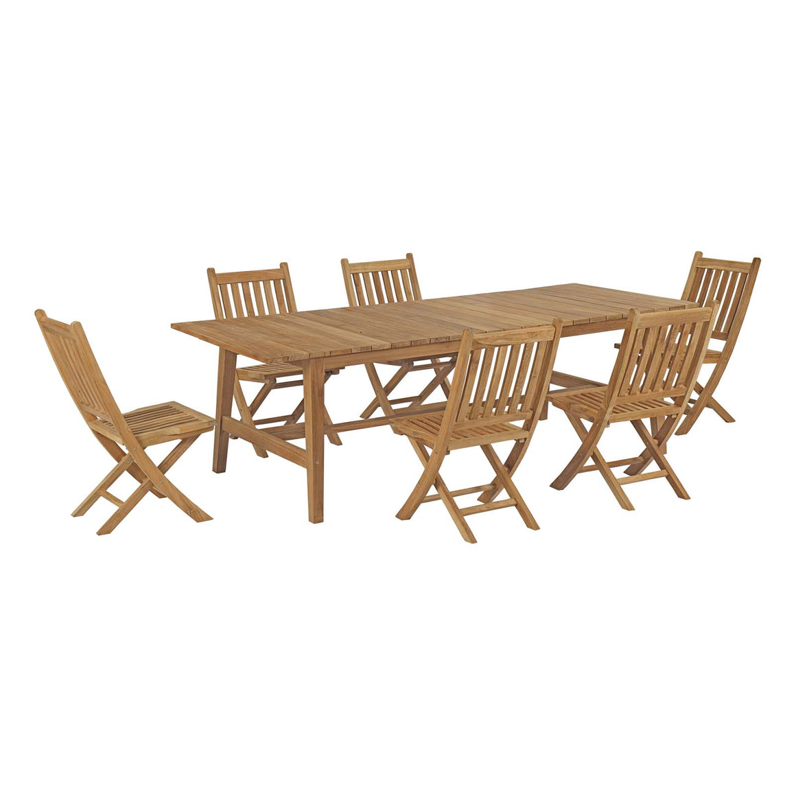 Marina 7  Piece Outdoor Patio Teak Outdoor Dining Set In Natural