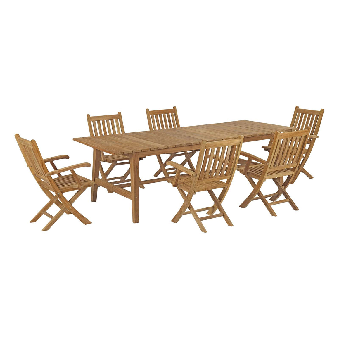 Marina  7 Piece Outdoor Patio Teak Outdoor Dining Set In Natural