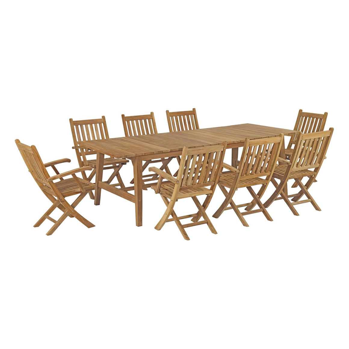 Marina  9 Piece Outdoor Patio Teak Outdoor Dining Set In Natural