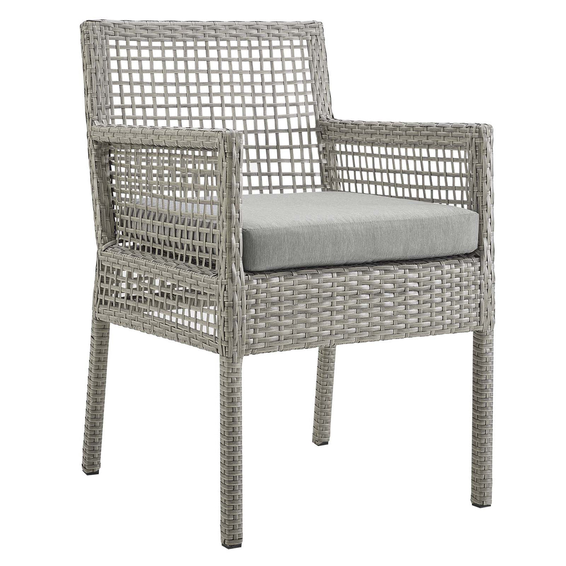 Aura Dining Armchair Outdoor Patio Wicker Rattan Set of 4 in Gray Gray