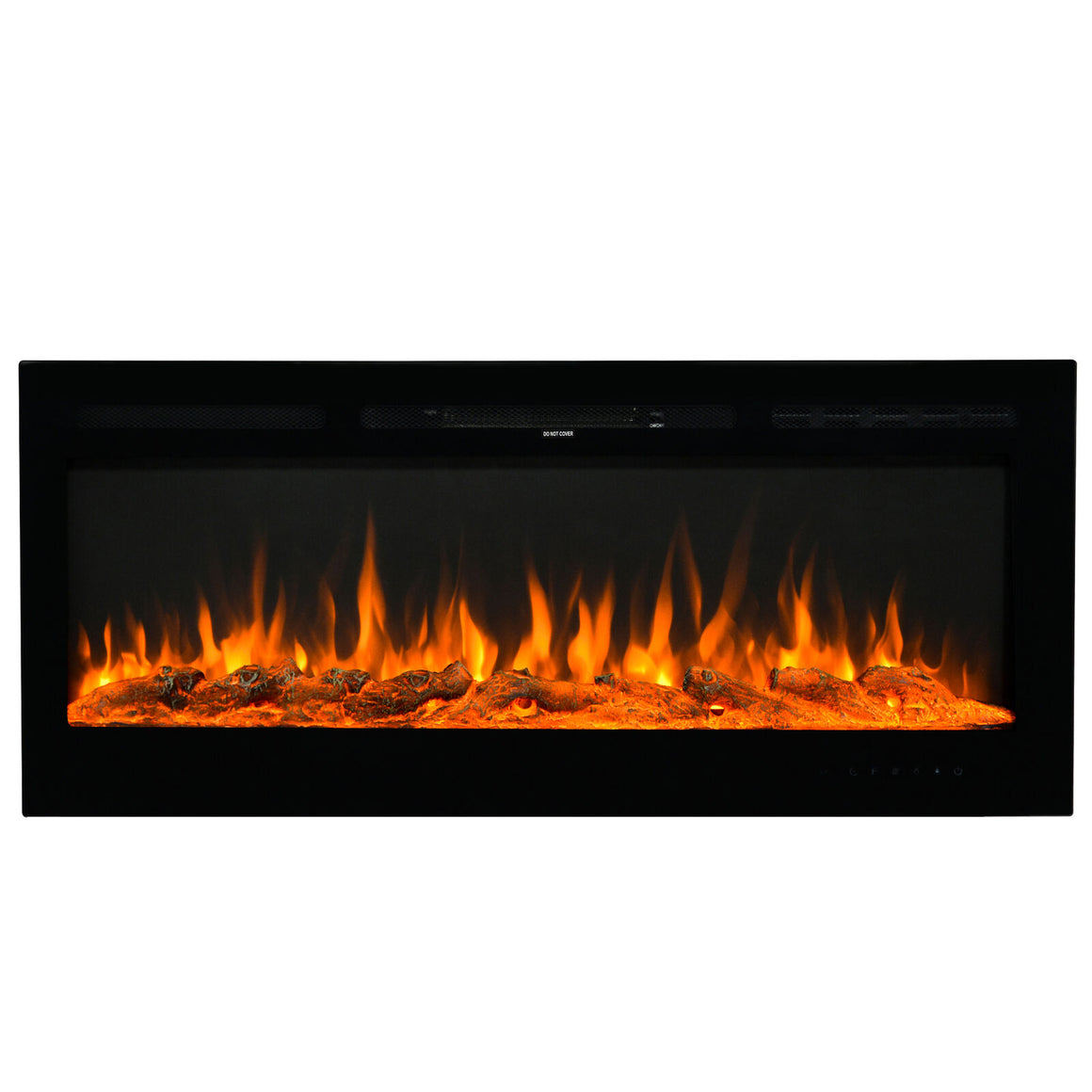 U-style Wall-Mounted Recessed Electronic 50" Fireplace w/ 9 Color Flame Crystal and Log