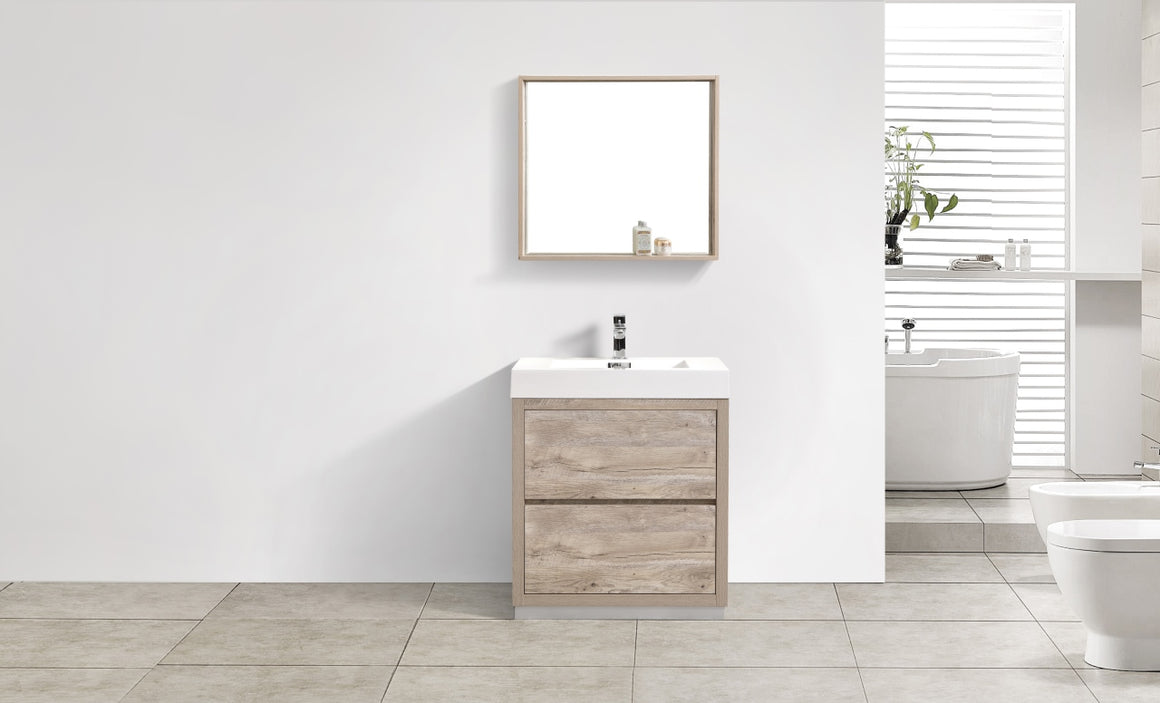 Bliss 30" Nature Wood Free Standing Modern Bathroom Vanity