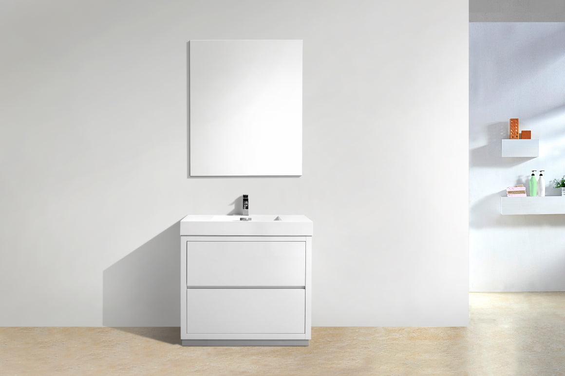 Bliss 36" High Gloss White Free Standing Modern Bathroom Vanity