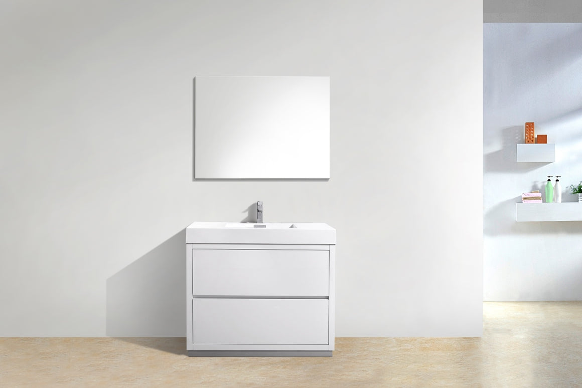 Bliss 40" High Gloss White Free Standing Modern Bathroom Vanity