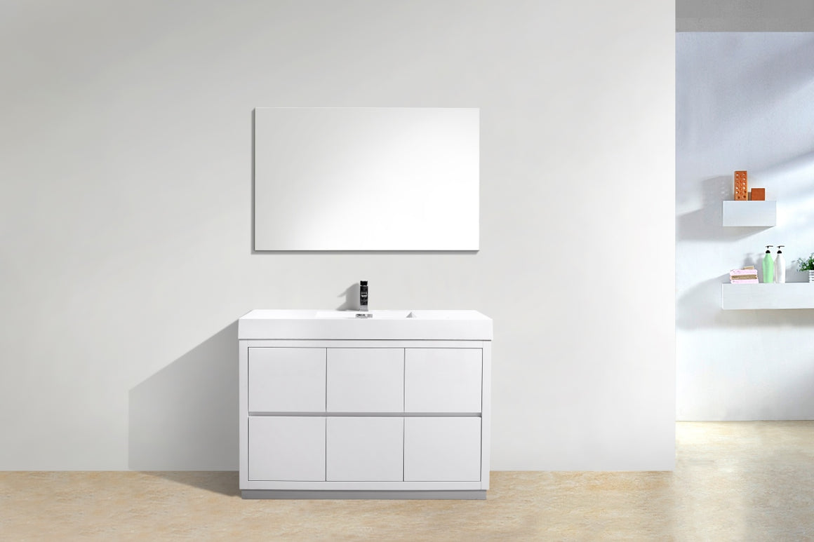 Bliss 48" High Gloss White Free Standing Modern Bathroom Vanity