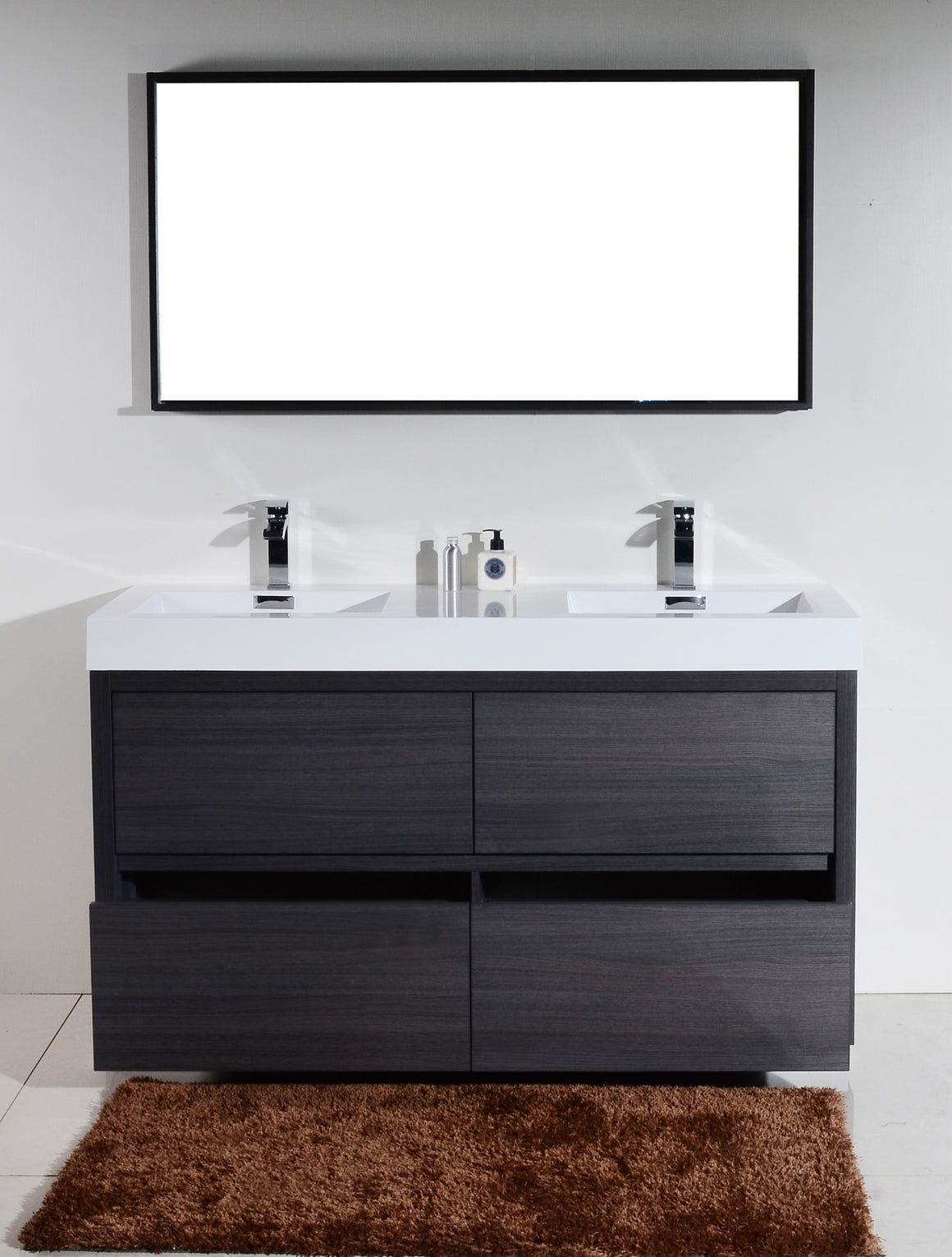 Bliss 60" Double Sink Gray Oak Free Standing Modern Bathroom Vanity