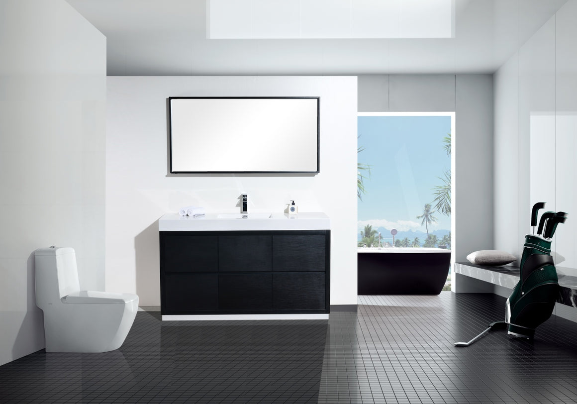 Bliss 60" Single Sink Black Free Standing Modern Bathroom Vanity