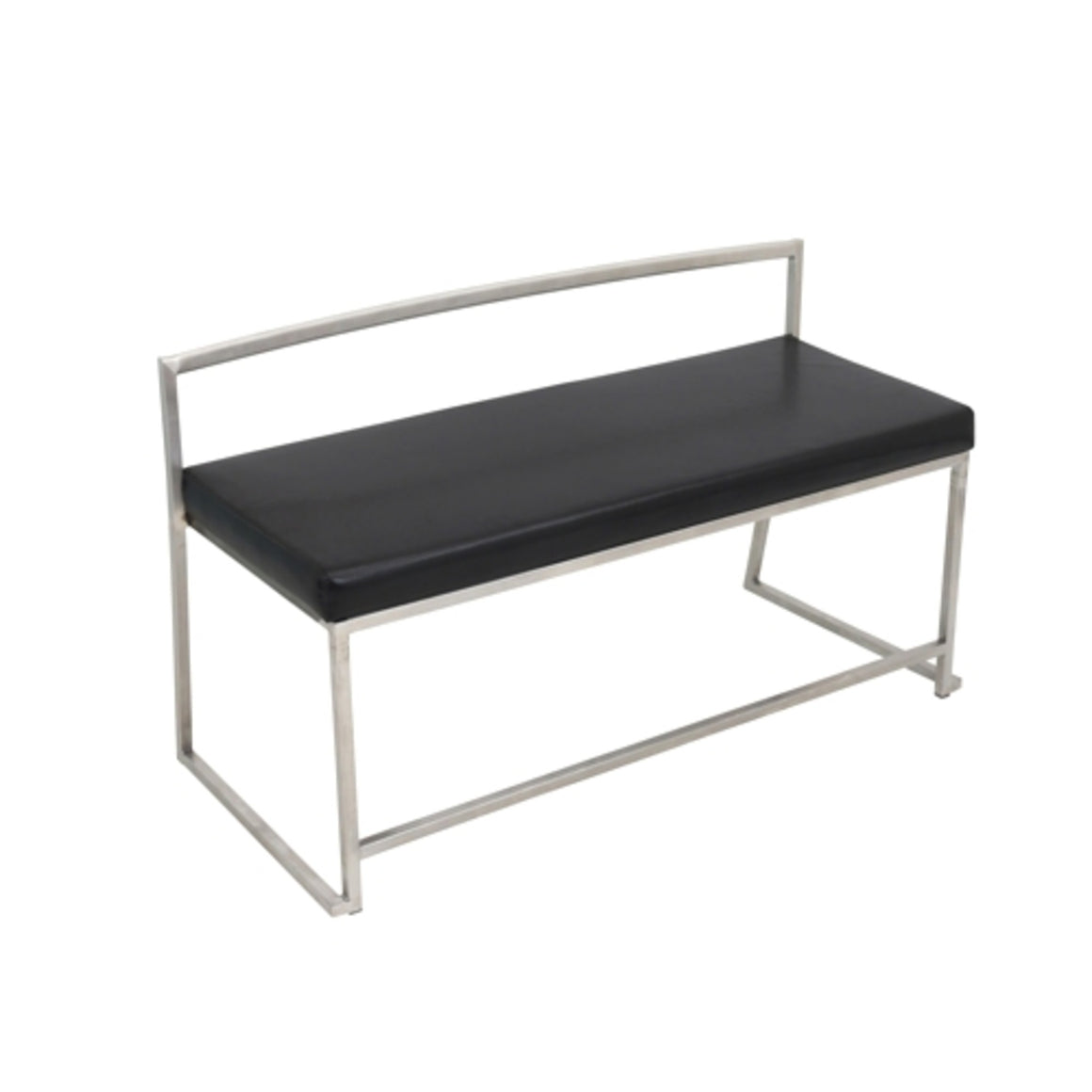 Fuji Contemporary Dining / Entryway Bench in Black Faux Leather by LumiSource