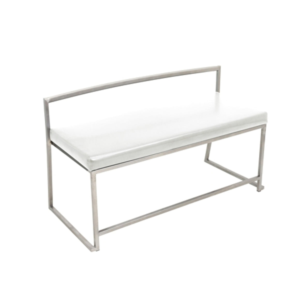 Fuji Contemporary Dining / Entryway Bench in White Faux Leather by LumiSource