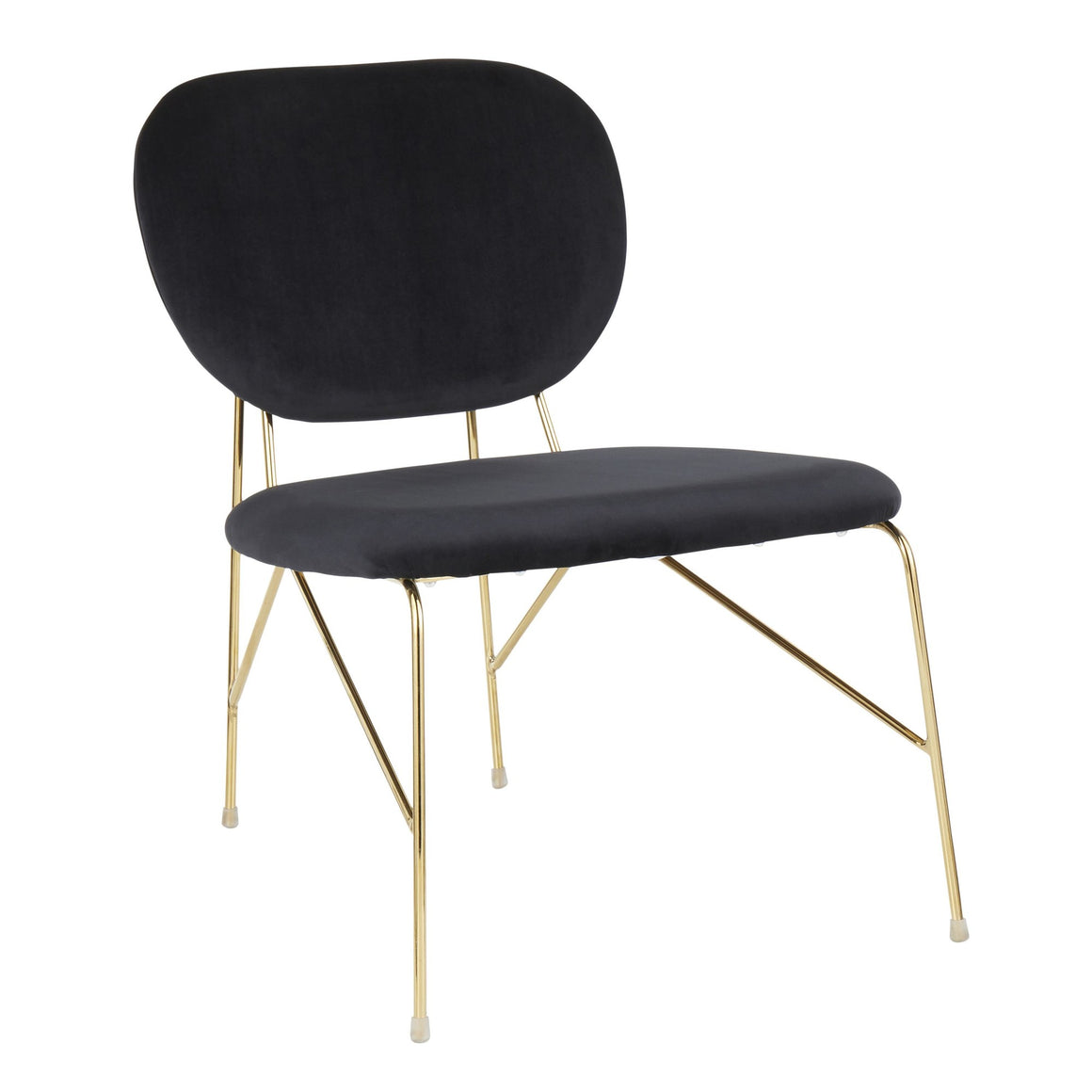 Gwen Contemporary/Glam Accent Chair in Gold Metal and Black Velvet by LumiSource