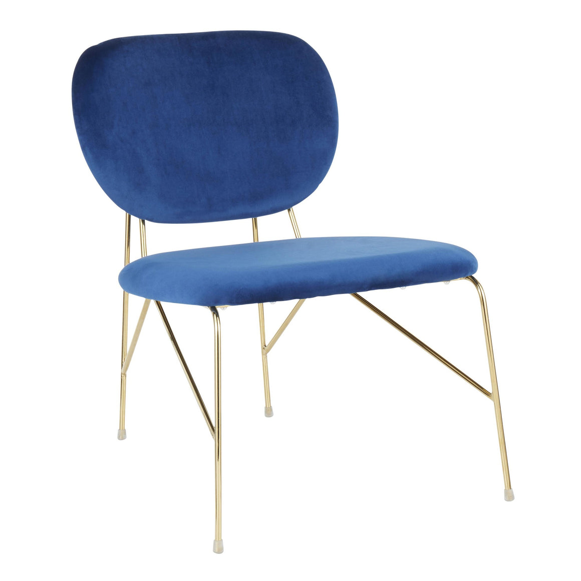 Gwen Contemporary/Glam Accent Chair in Gold Metal and Blue Velvet by LumiSource