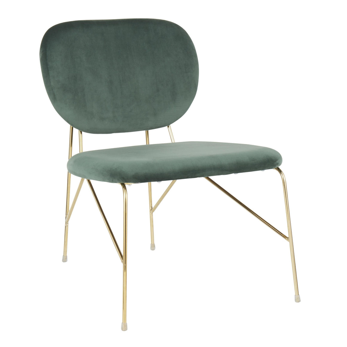 Gwen Contemporary/Glam Accent Chair in Gold Metal and Green Velvet by LumiSource