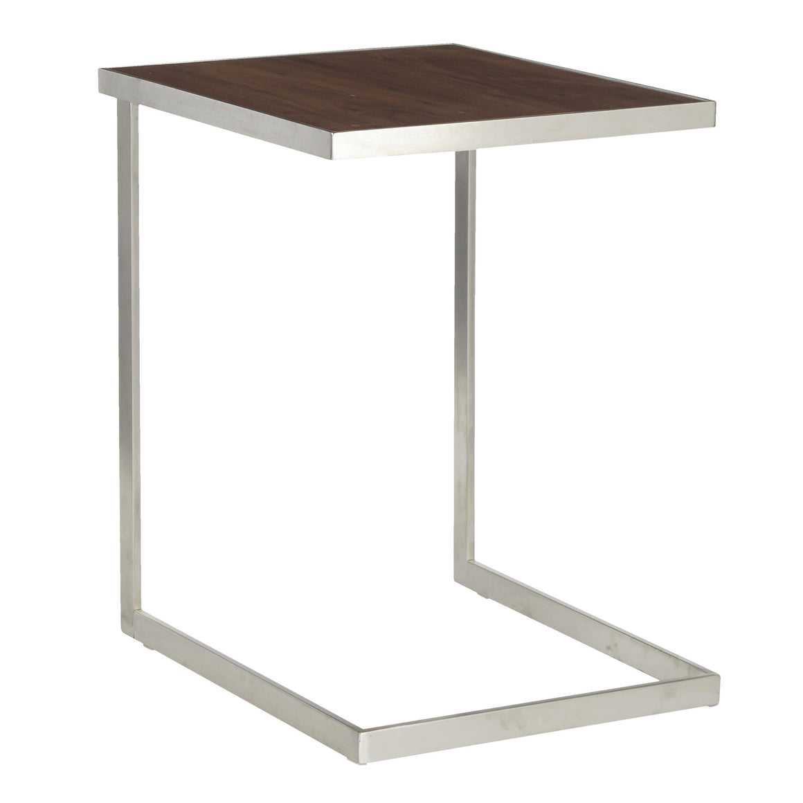 Industrial Zenn End Table in Stainless Steel and Walnut Wood by LumiSource