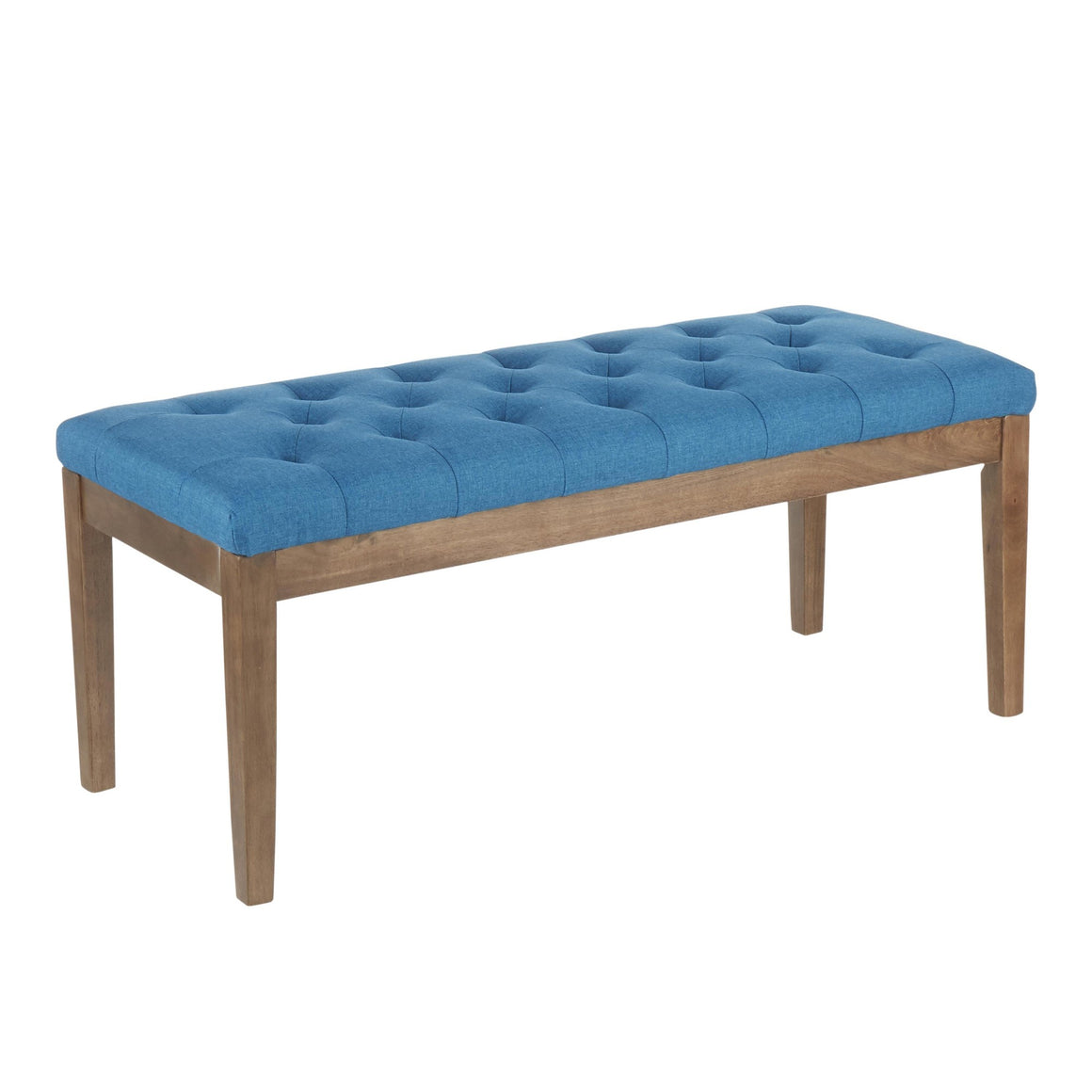 Jackson Contemporary Bench in Walnut Wood and Blue Fabric by LumiSource