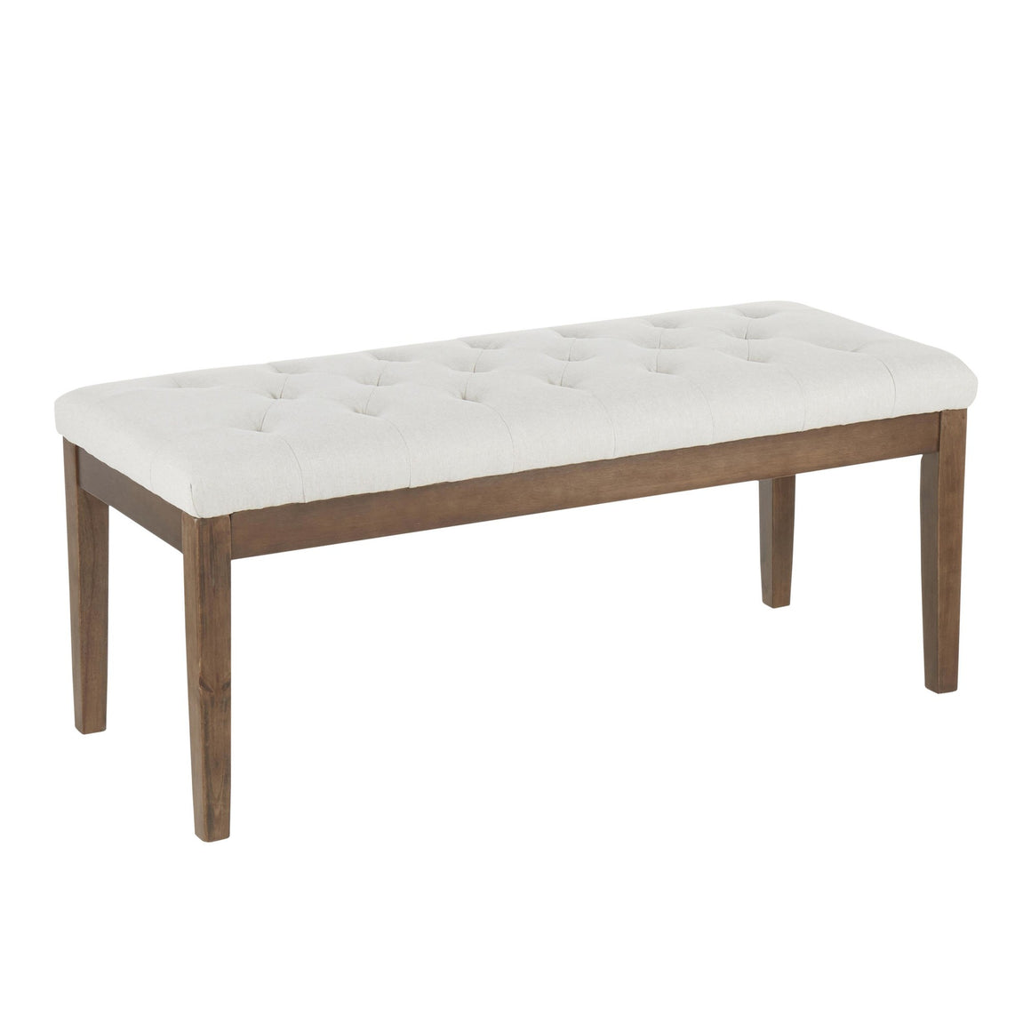 Jackson Contemporary Bench in Walnut Wood and Oatmeal Fabric by LumiSource