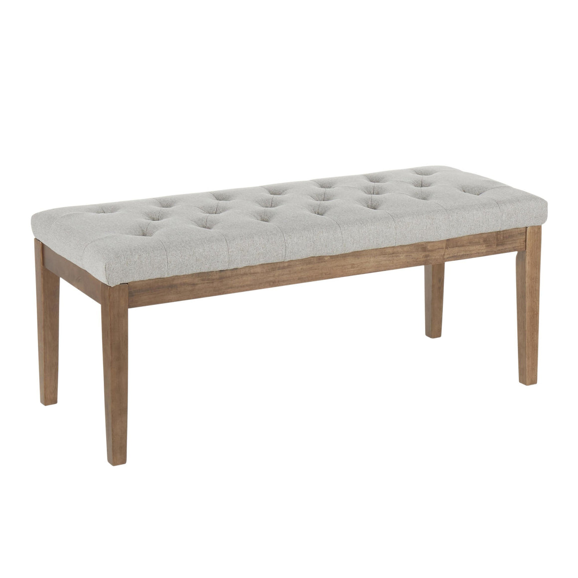Jackson Contemporary Bench in Walnut Wood and Light Grey Fabric by LumiSource