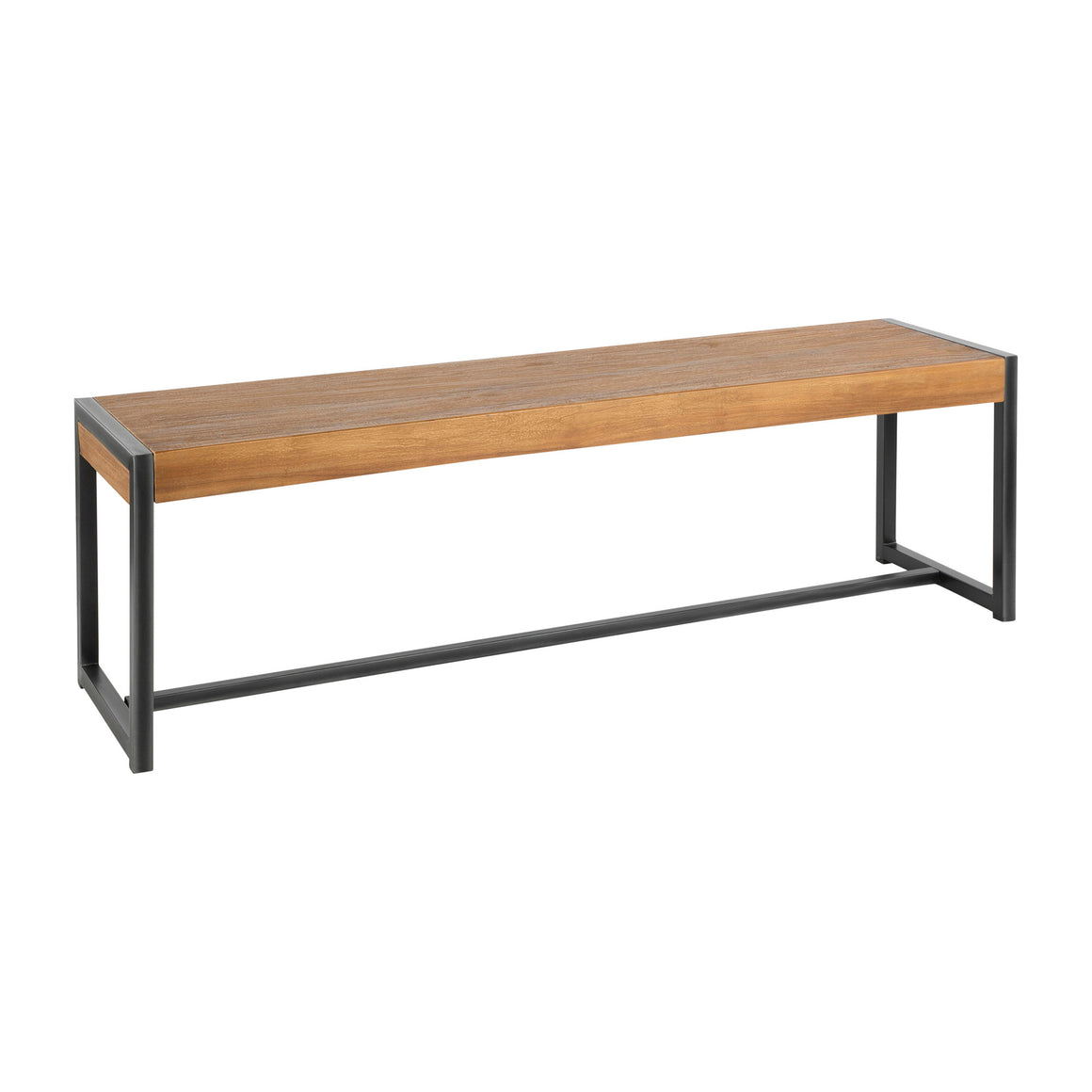 Java Industrial Bench in Antique Metal and Teak Wood by LumiSource