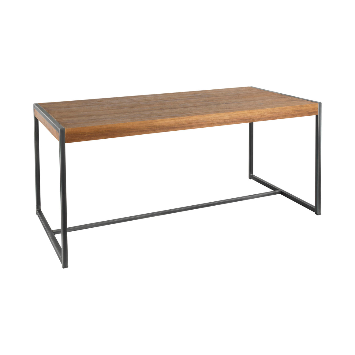 Java Industrial Dining Table in Antique Metal and Teak Wood by LumiSource