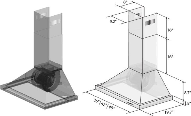 KB42 by Zline Kitchen and Bath - ZLINE Convertible Vent Wall Mount Range  Hood in Stainless Steel (KB)