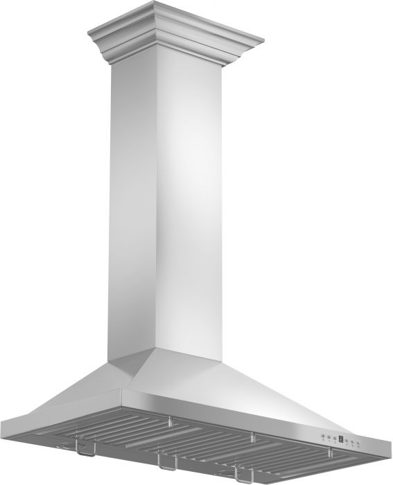 ZLINE 42 in. Wall Mount Range Hood in Stainless Steel with Crown Molding (KBCRN-42)