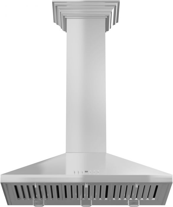 ZLINE 30 in. Wall Mount Range Hood in Stainless Steel with Crown Molding (KL2CRN-30)