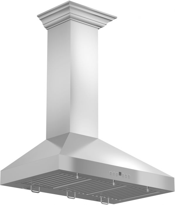 ZLINE 30 in. Wall Mount Range Hood in Stainless Steel with Crown Molding (KL3CRN-30)