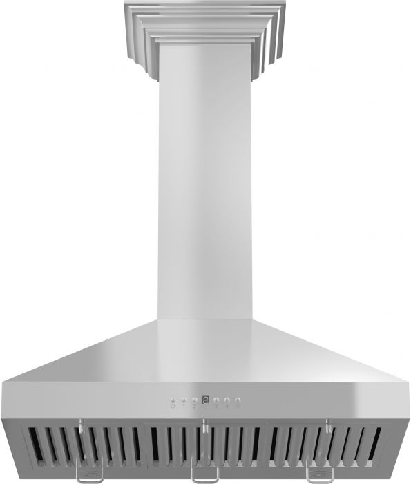 ZLINE 42 in. Wall Mount Range Hood in Stainless Steel with Crown Molding (KL3CRN-42)