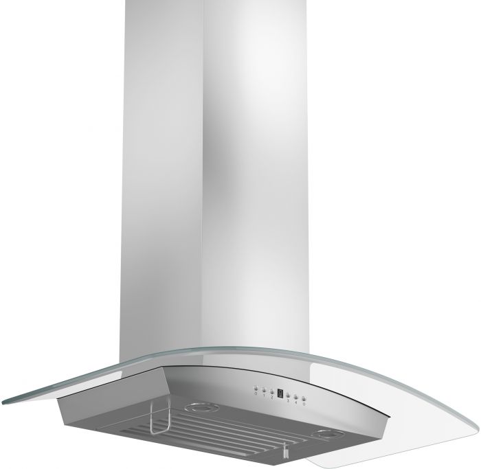 ZLINE 30 in. Wall Mount Range Hood in Stainless Steel & Glass with Crown Molding (KZCRN-30)