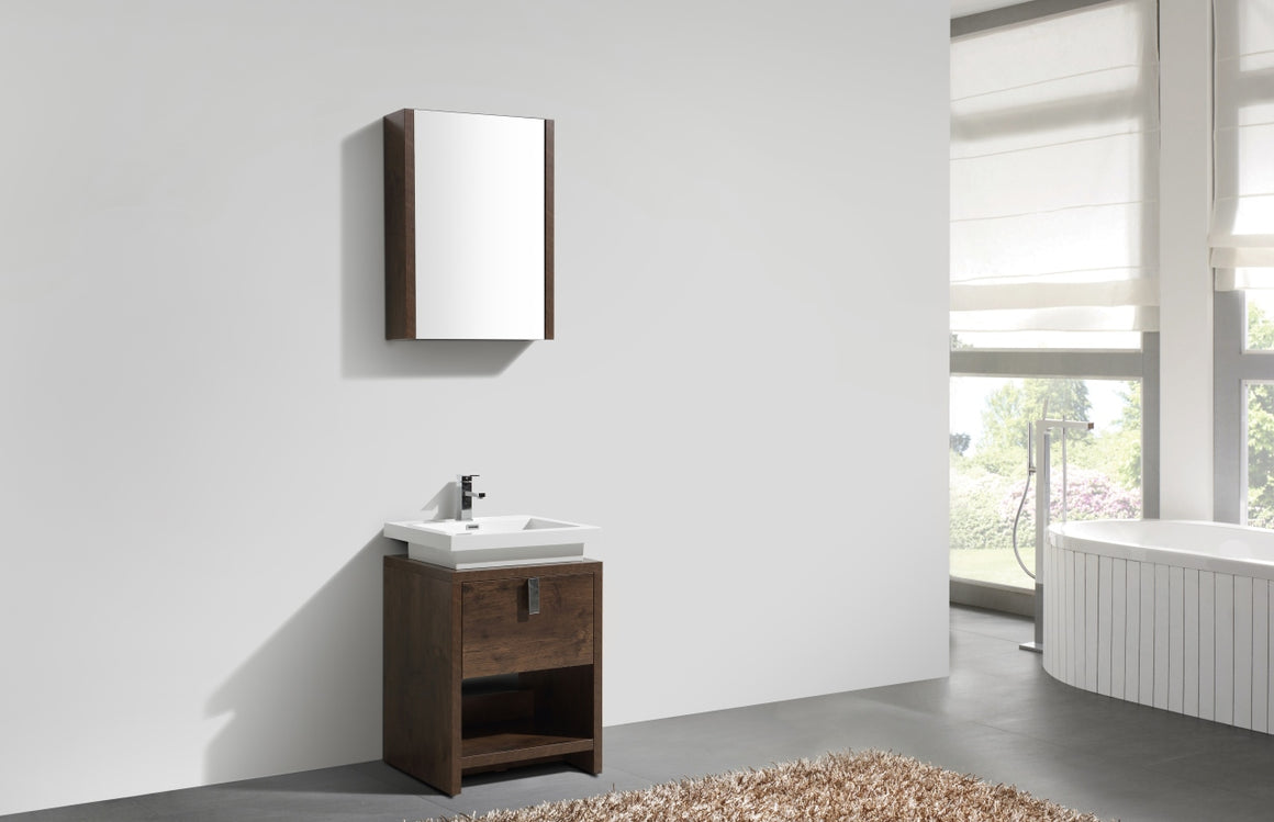 Levi 24" Rose Wood Modern Bathroom Vanity w/ Cubby Hole