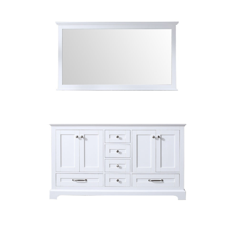 Dukes 60" Double Vanity White, no Top and 58" Mirror