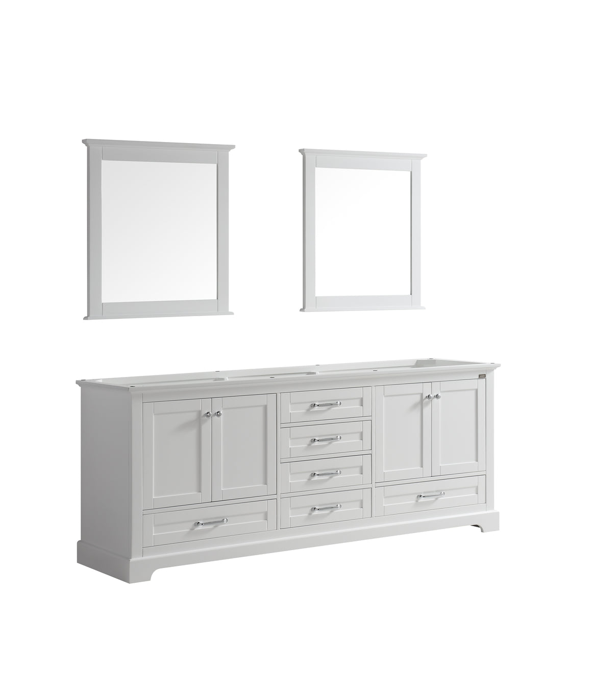 Dukes 80" Double Vanity White, no Top and 30" Mirrors