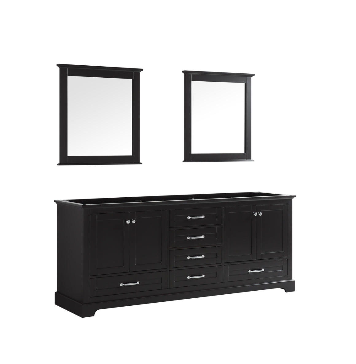 Dukes 80" Double Vanity Espresso, no Top and 30" Mirrors