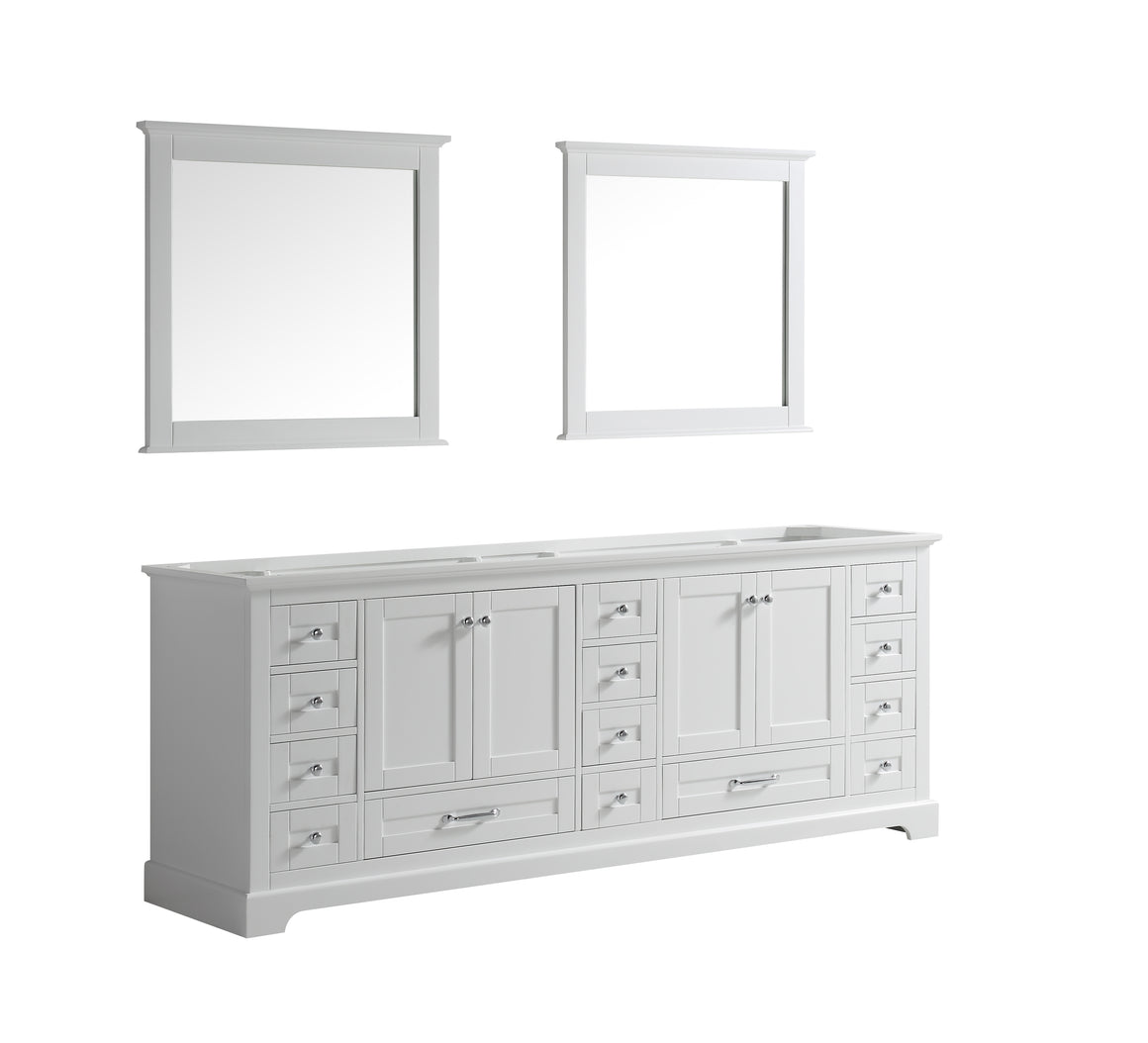 Dukes 84" Double Vanity White, no Top and 34" Mirrors