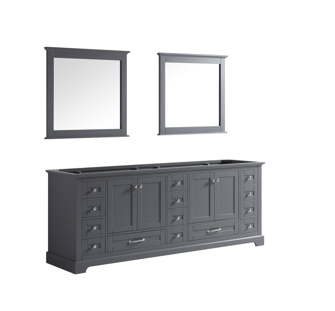 Dukes 84" Double Vanity Dark Grey, no Top and 34" Mirrors