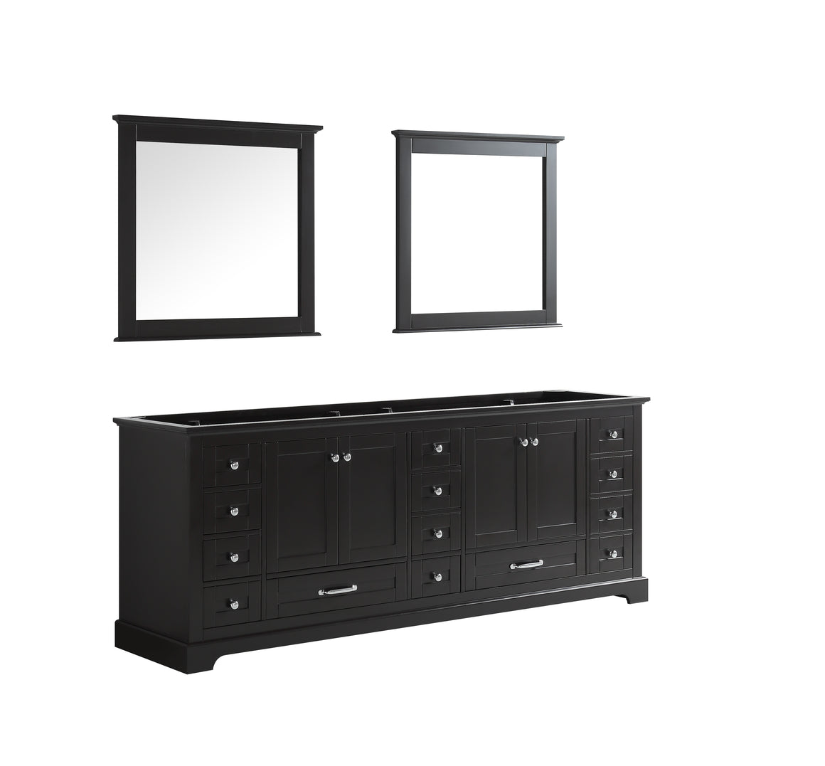 Dukes 84" Double Vanity Espresso, no Top and 34" Mirrors