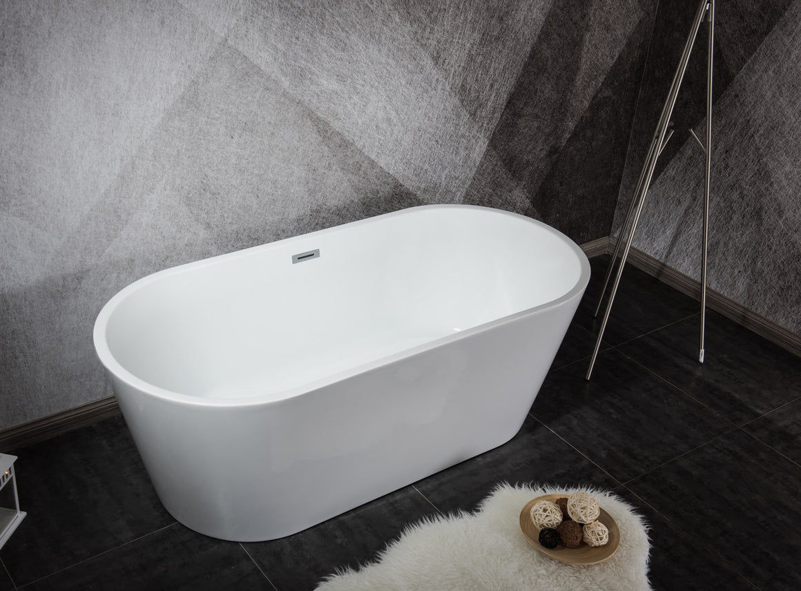 Melina 59 inch Freestanding Bathtub with Chrome Drain