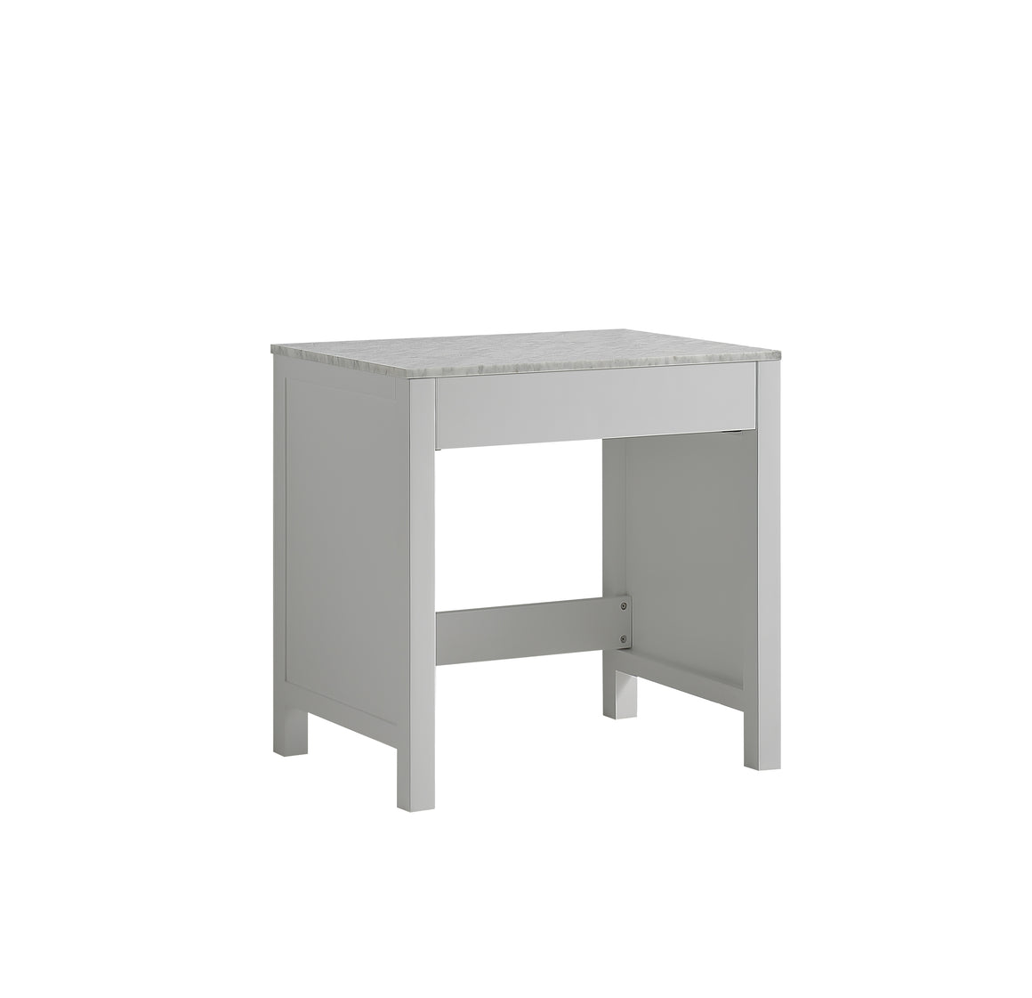 Jacques 30" Single Make-Up Table in White, White Carrera Marble Top