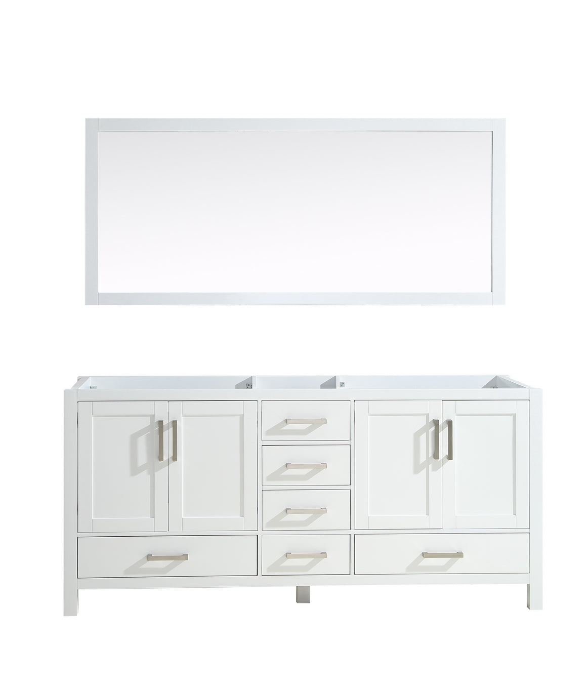 Jacques 72" Double Vanity White, no Top and 70" Mirror
