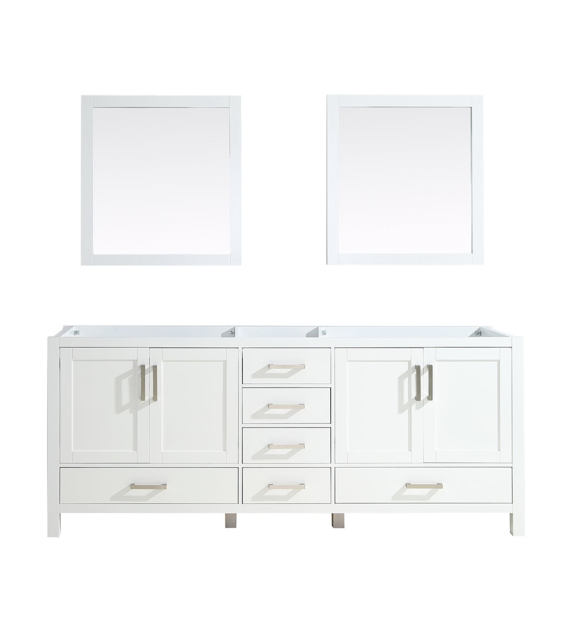 Jacques 80" Double Vanity White, no Top and 30" Mirrors