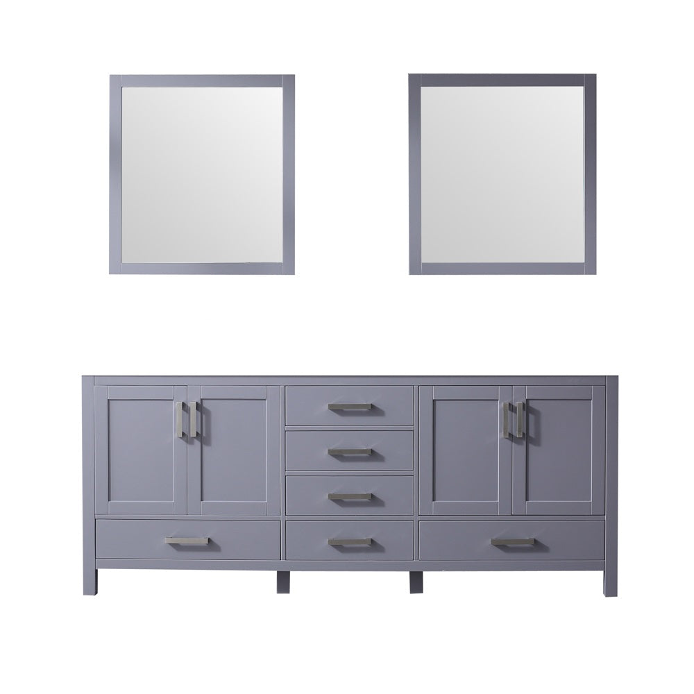 Jacques 80" Double Vanity Dark Grey, no Top and 30" Mirrors