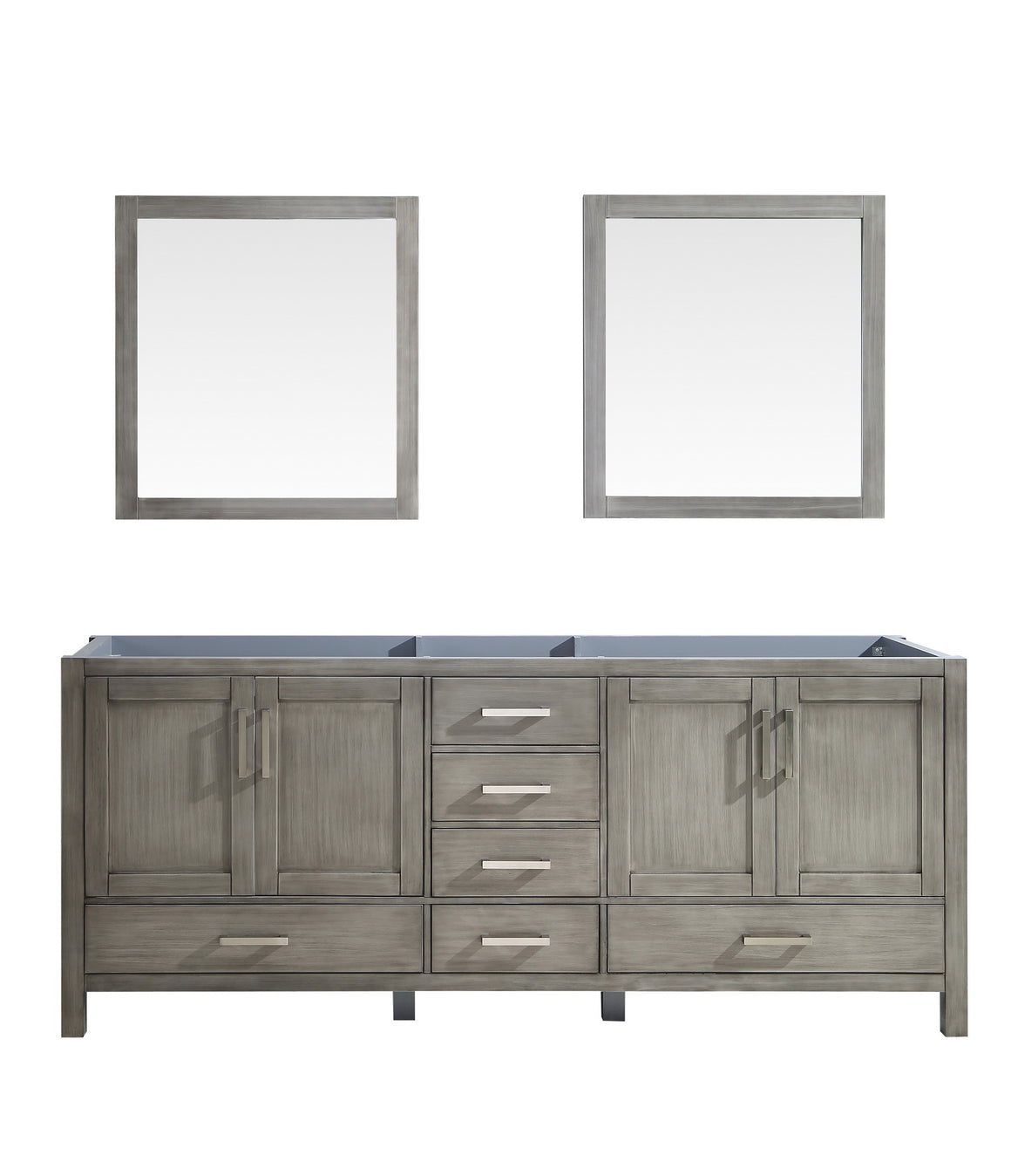 Jacques 80" Double Vanity Distressed Grey, no Top and 30" Mirrors