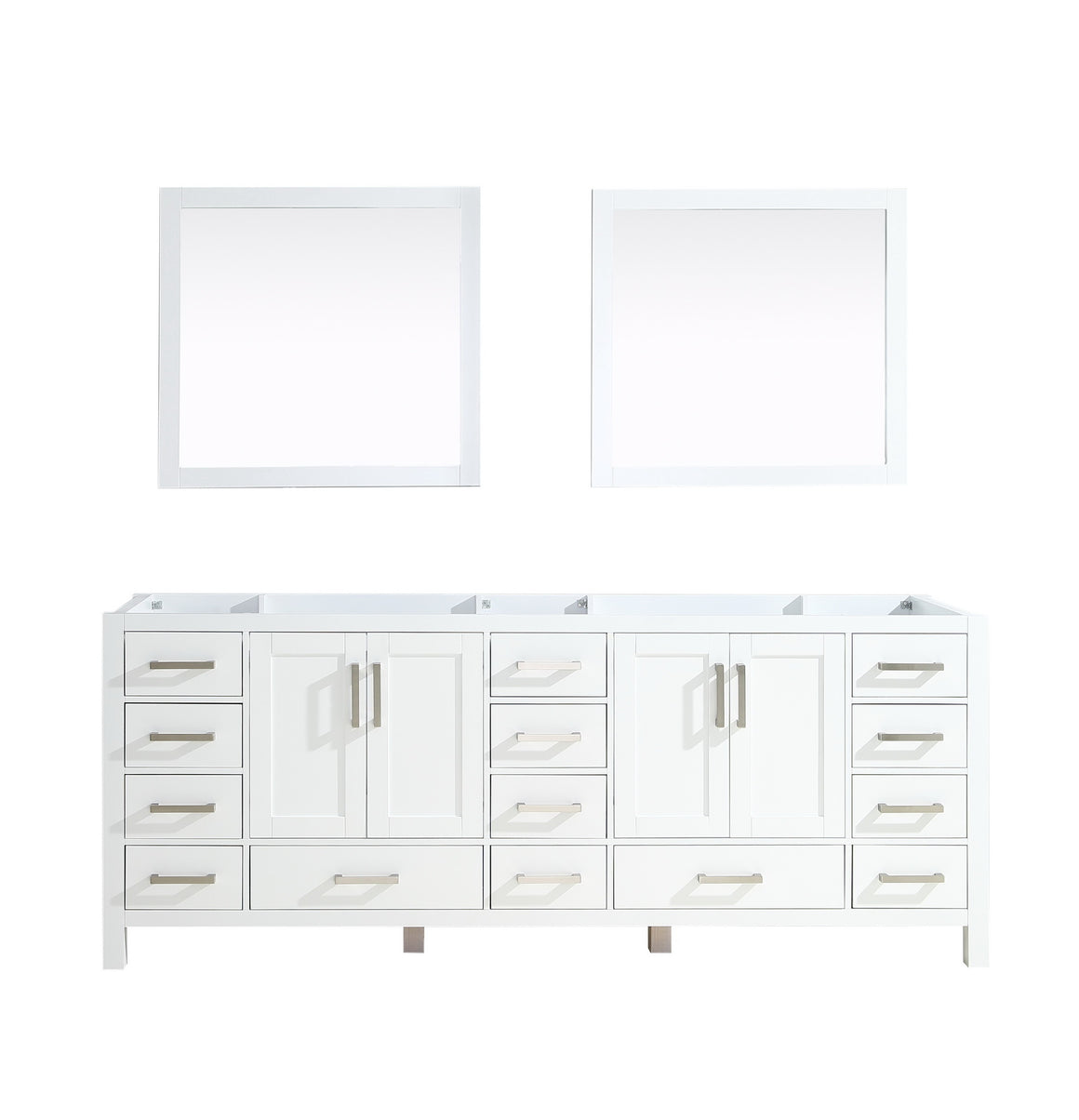 Jacques 84" Double Vanity White, no Top and 34" Mirrors