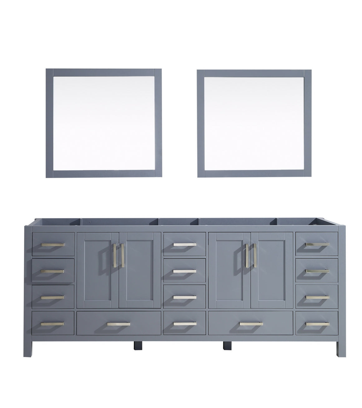 Jacques 84" Double Vanity Dark Grey, no Top and 34" Mirrors