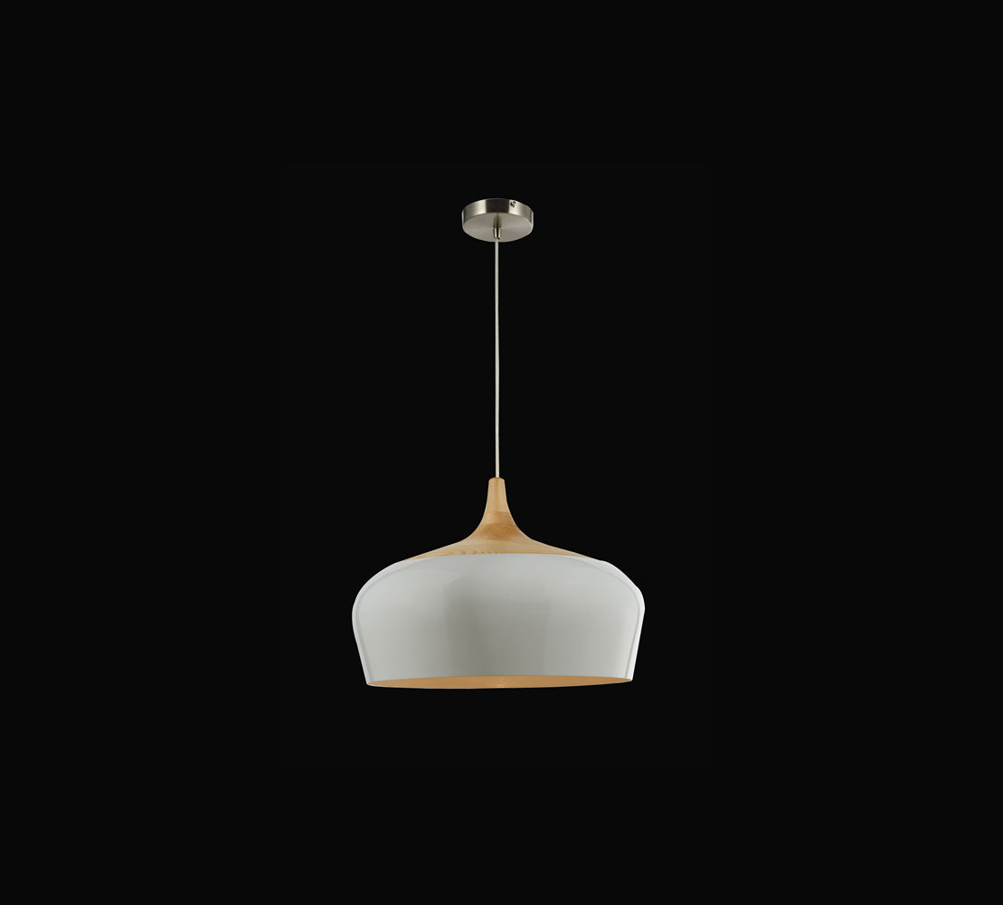 LM139020-14WH White and Wood Pendant Light