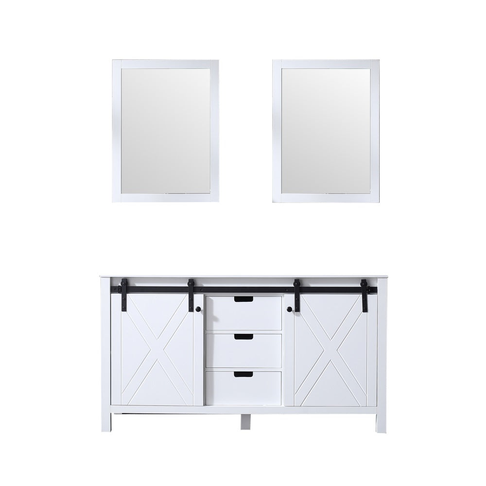 Marsyas 60" Double Vanity White, no Top and 24" Mirrors