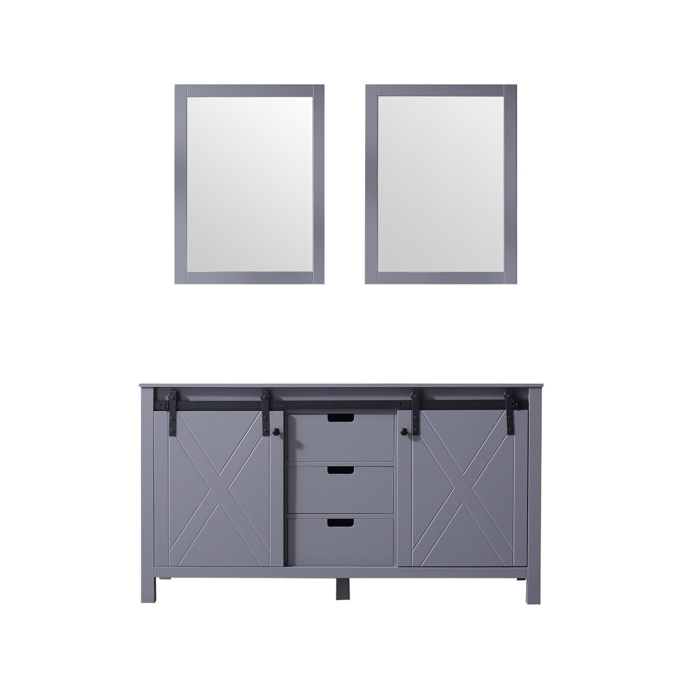 Marsyas 60" Double Vanity Dark Grey, no Top and 24" Mirrors