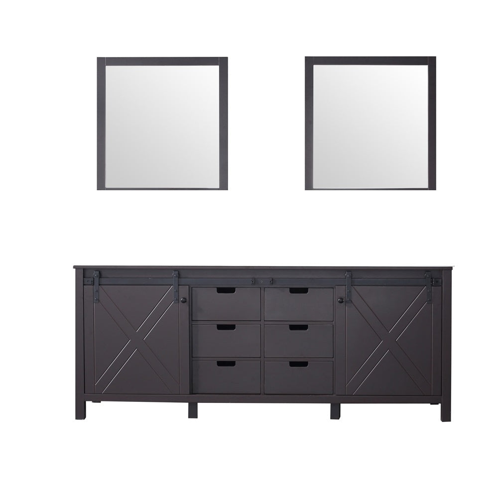 Marsyas 80" Double Vanity Brown, no Top and 30" Mirrors