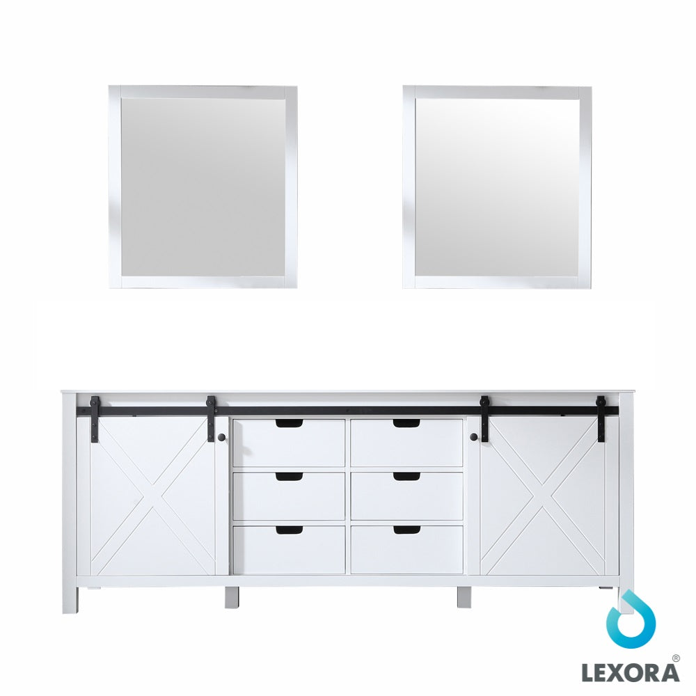 Marsyas 84" Double Vanity White, no Top and 34" Mirrors