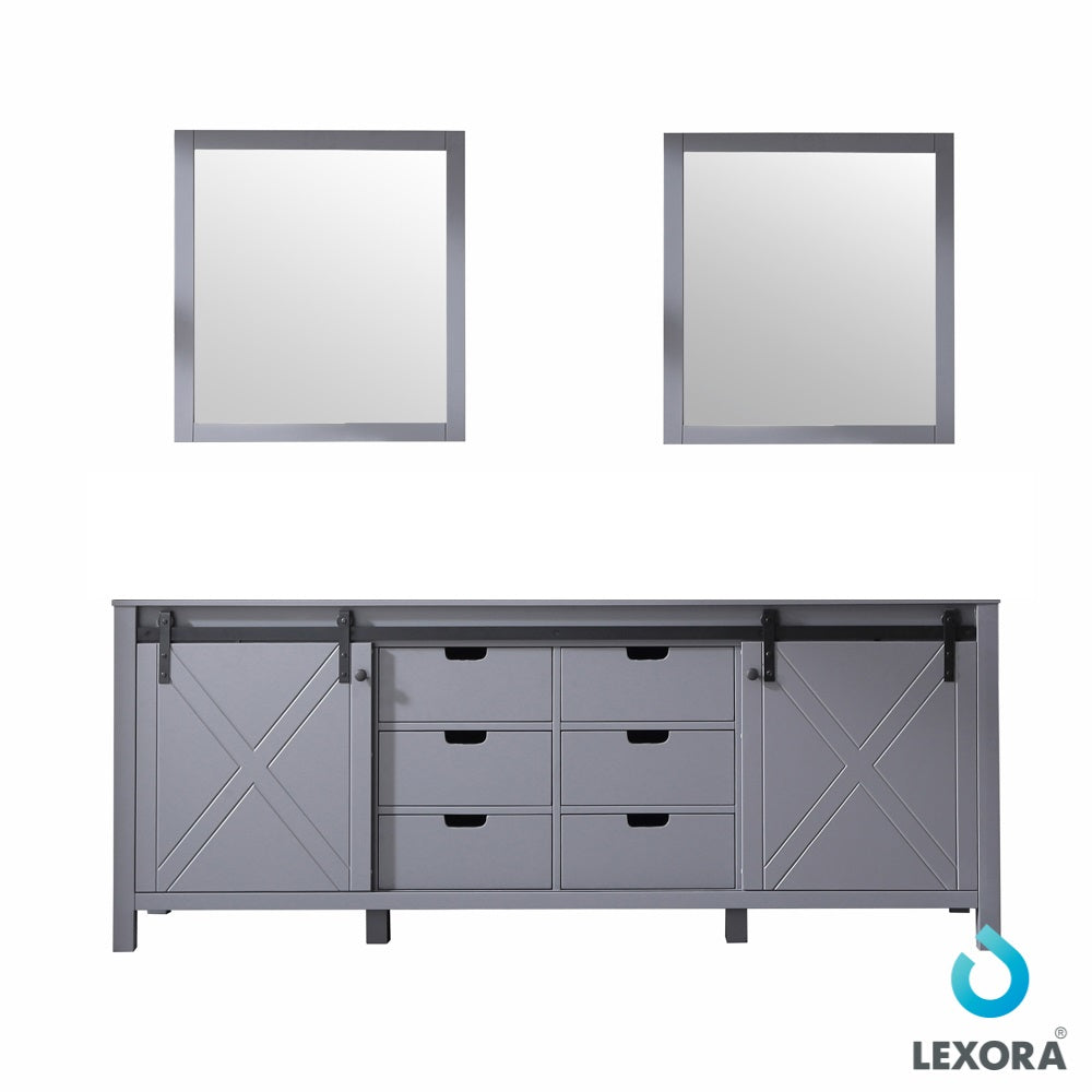 Marsyas 84" Double Vanity Dark Grey, no Top and 30" Mirrors